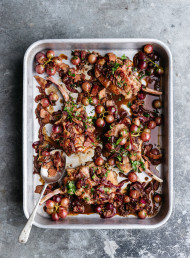Balsamic Braised Pork Chops with Grapes and Rosemary