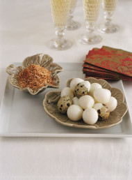 Quail Eggs with Roasted Sesame Salt