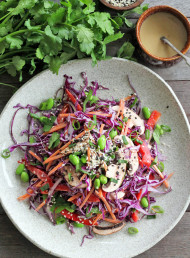 Rainbow Slaw with Miso and Tahini Dressing