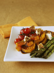 Barbecued Feta and Vegetables with Mint and Balsamic Dressing