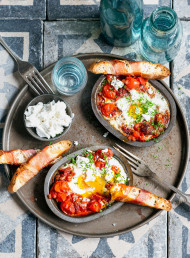 Baked Eggs with Dukkah and Turkish Bread Soldiers
