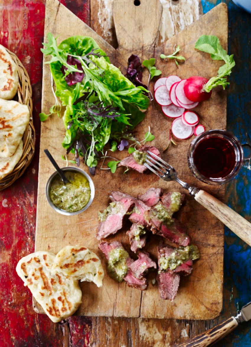 Rump Steak with Caper, Anchovy and Rosemary Sauce