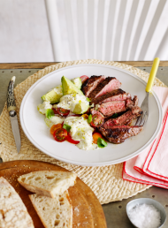 Scotch Fillet Steaks with Mozzarella and Avocado Salad