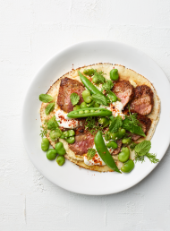 Spiced Lamb and Broad Bean Salad with Whipped Feta