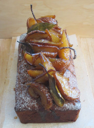 Sticky Ginger Loaf with Cider Roasted Pears