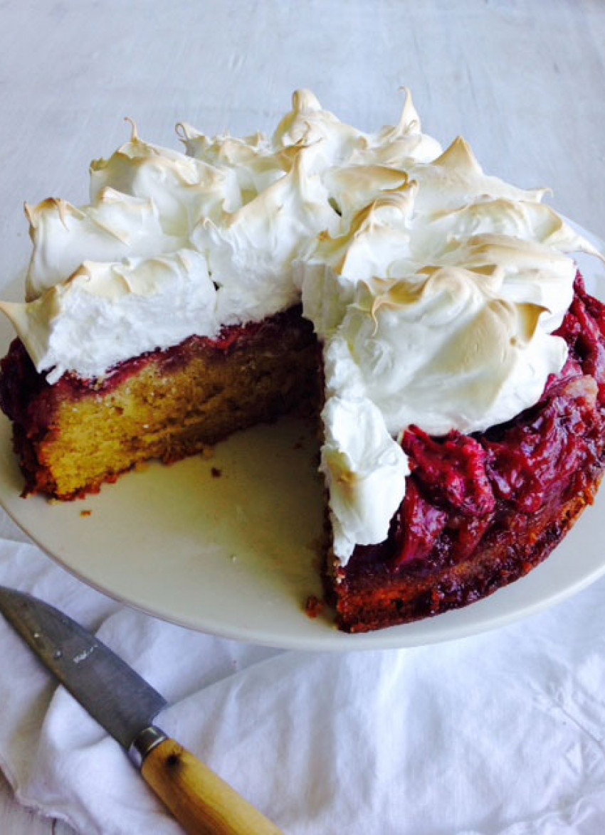 Upside-Down Strawberry Meringue Cake