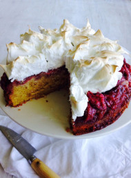 Upside-Down Strawberry Meringue Cake