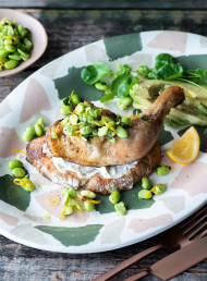 Sumac Roasted Chicken with Crushed Edamame Beans