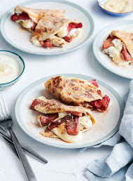 Sweet Cinnamon Roti with Sour Cream and Roasted Rhubarb