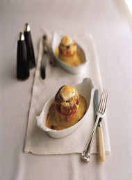 Twice Baked Cheese and Garlic Souffles